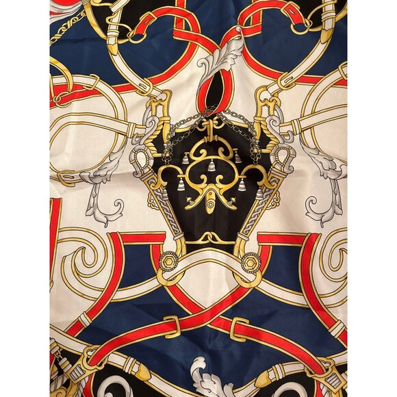 Art Of The Scarf Tie Rack 30” X 30” Square Scarf Red Navy Black Made In Italy - Picture 4 of 4